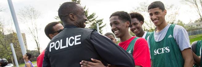 Community Development - officer engaging with youth in Ottawa.